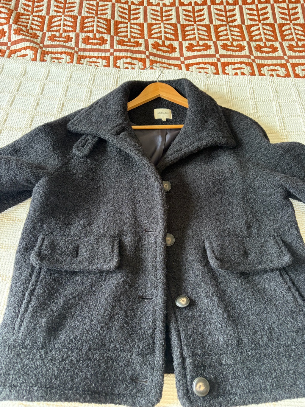 Sezane Leo Coat, Black, French Size 40/Us Size 8.